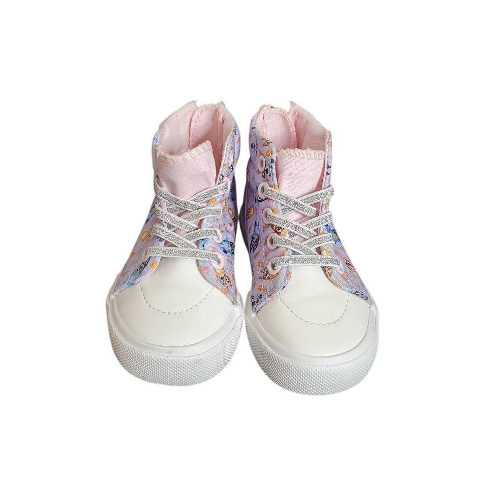 Ground Up Bluey Glittered Lace Hi-Top Back Zip Sneakers Pink Multi Size 8